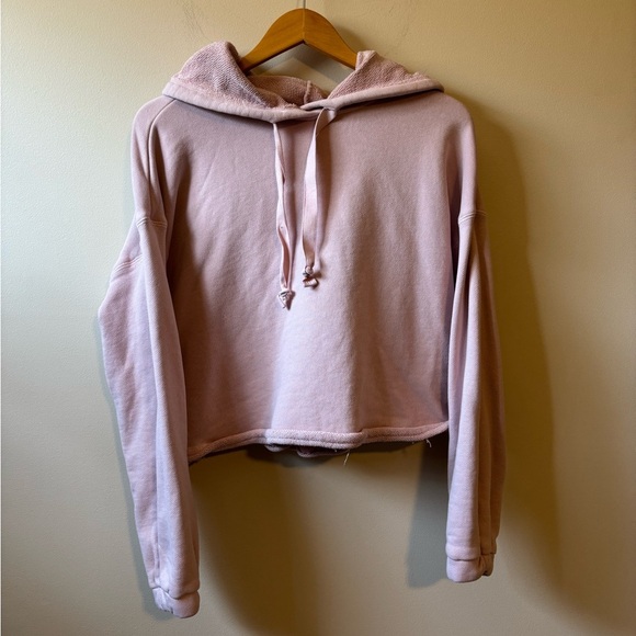 Pink Cropped Hoodie Sweatshirt - Picture 1 of 11